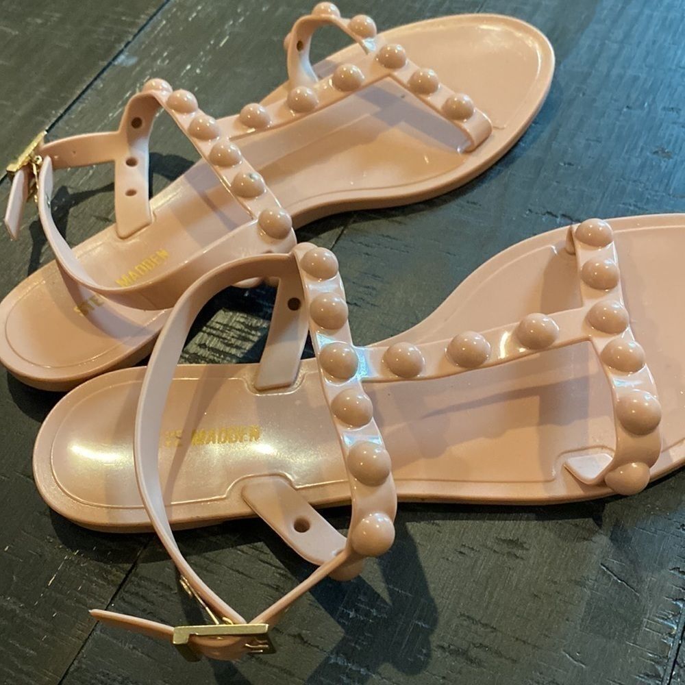 Steve Madden Pink Knob Sandals Dust Pink Summer Casual Beachy​​​​ - Picture 2 of 5